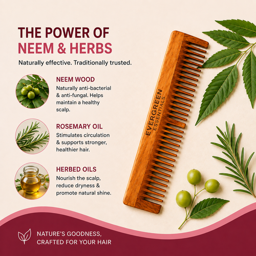 Dual Bristle – Lilly Neem Comb (Rosemary Oil treated)