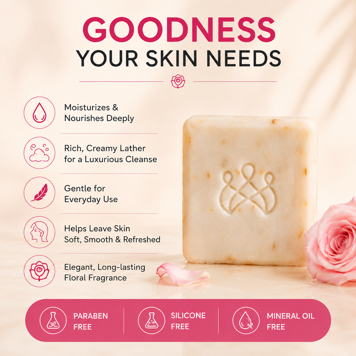 Rose Petal & Milk Soap – 100 gm