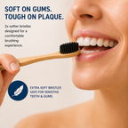 Bamboo Toothbrush, Extra Soft, Pack of 6 | Charcoal Activated Bristles