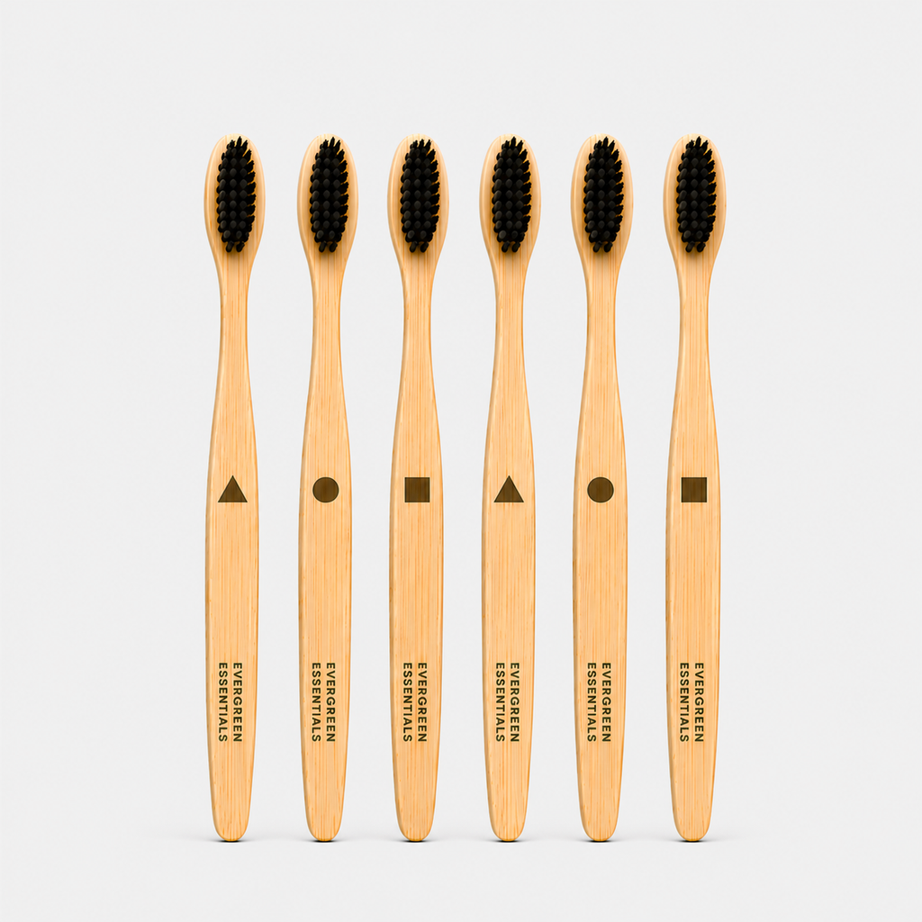 Bamboo Toothbrush, Extra Soft, Pack of 6 | Charcoal Activated Bristles