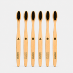 Bamboo Toothbrush, Extra Soft, Pack of 6 | Charcoal Activated Bristles
