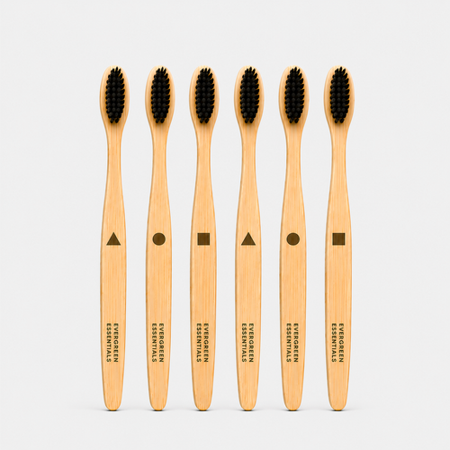 Bamboo Toothbrush, Extra Soft, Pack of 6 | Charcoal Activated Bristles